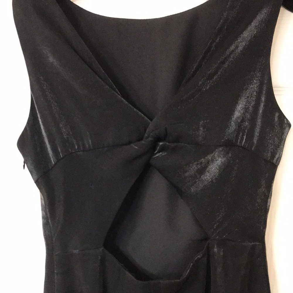 Vintage Black / Charcoal Silver Metallic Maxi Dress; Shimmery; Cutout Back; Sz 2 - Picture 5 of 16